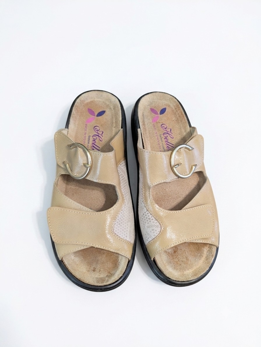 Helle Comfort Sandals Womens EU 37 US 6.5 Beige Tan Leather Slide Orthopedic